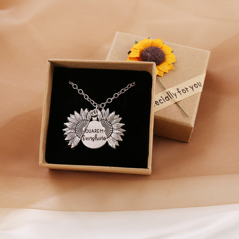 Unisex Necklace - You Are My Sunshine Sunflower