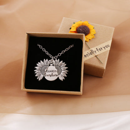 Unisex Necklace - You Are My Sunshine Sunflower