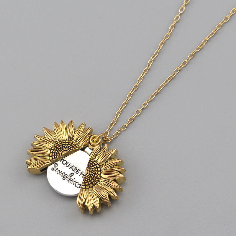 Unisex Necklace - You Are My Sunshine Sunflower