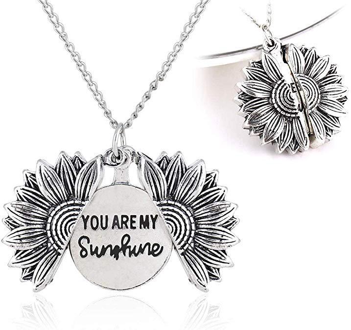 Unisex Necklace - You Are My Sunshine Sunflower