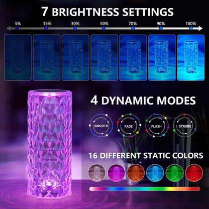 Crystal Color Changing Rose Diamond Touch/Remote Lamp