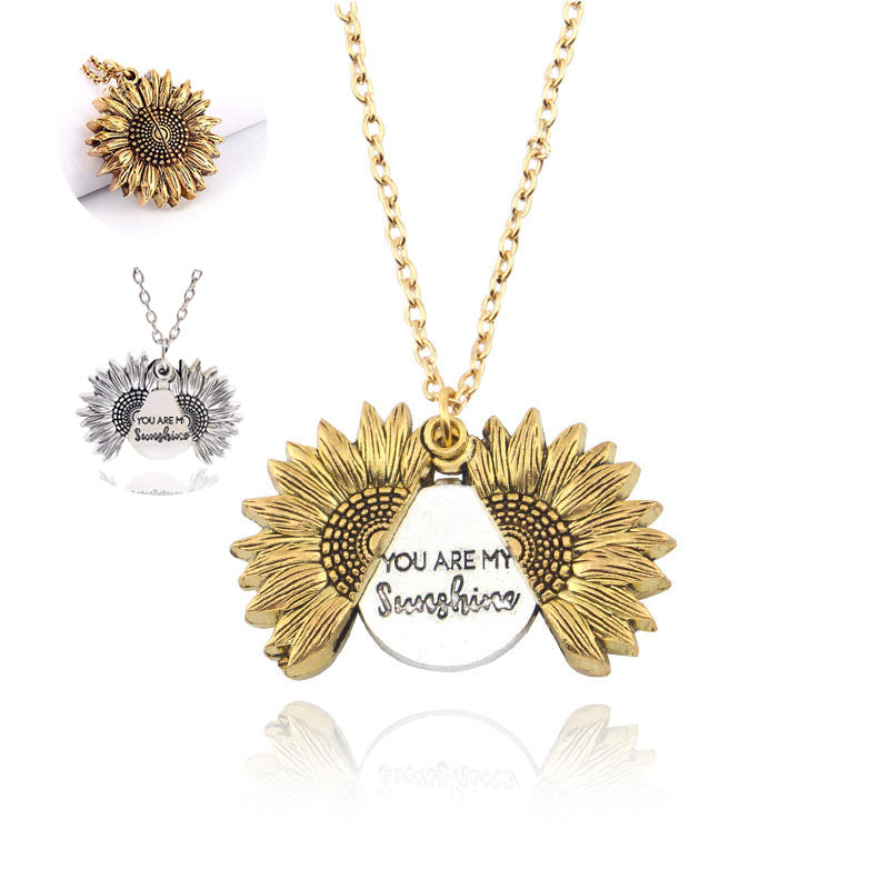 Unisex Necklace - You Are My Sunshine Sunflower