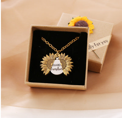 Unisex Necklace - You Are My Sunshine Sunflower