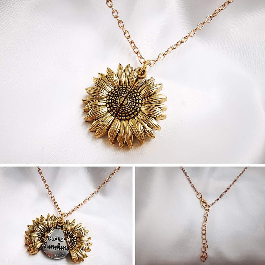 Unisex Necklace - You Are My Sunshine Sunflower