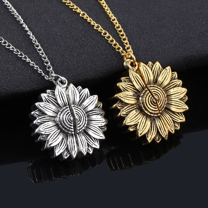 Unisex Necklace - You Are My Sunshine Sunflower